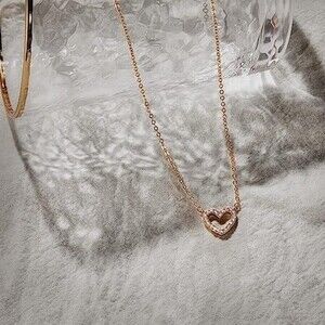 Danity CZ Heart Necklace 14k Gold Plated Heart Pendant Choker Necklaces Small